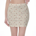Polka Dot Jack Russell Terrier Print Pencil Mini Skirt