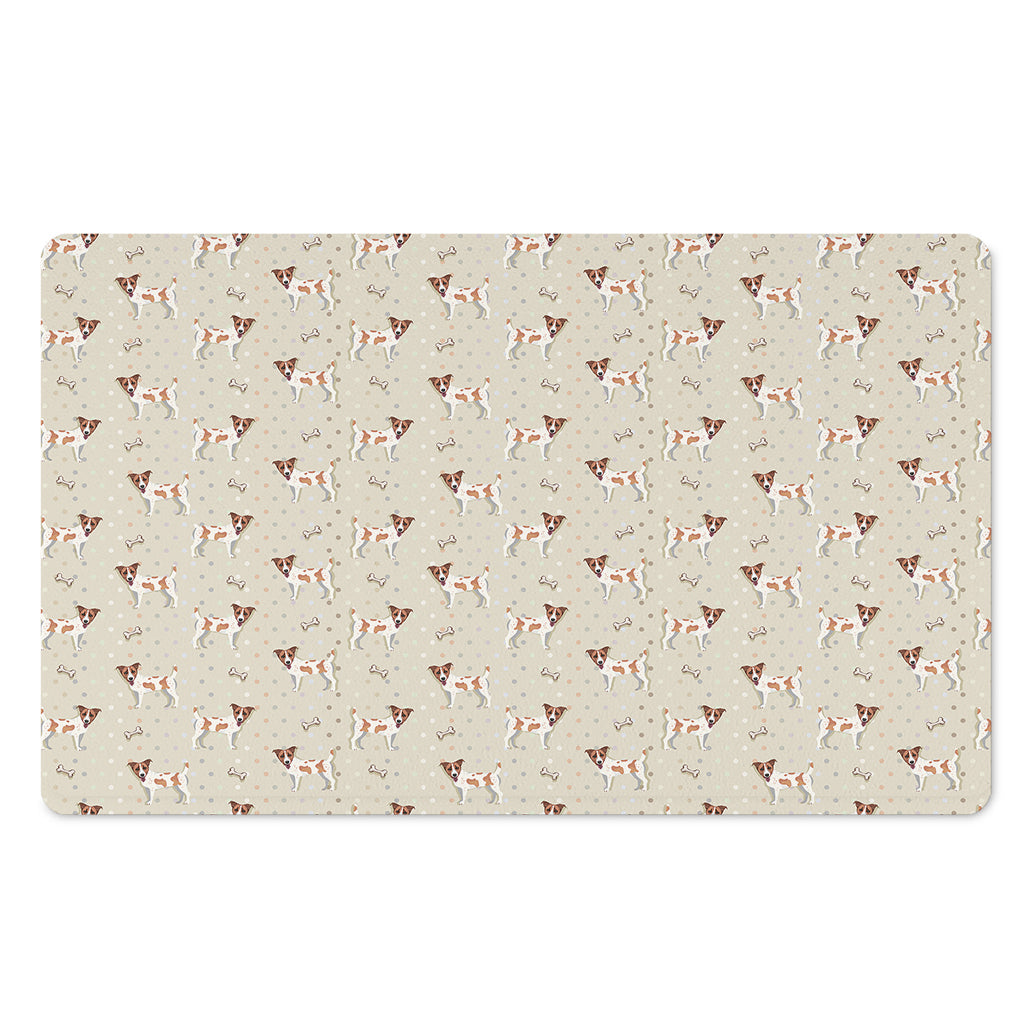 Polka Dot Jack Russell Terrier Print Polyester Doormat