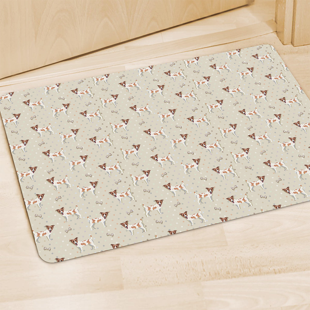 Polka Dot Jack Russell Terrier Print Polyester Doormat