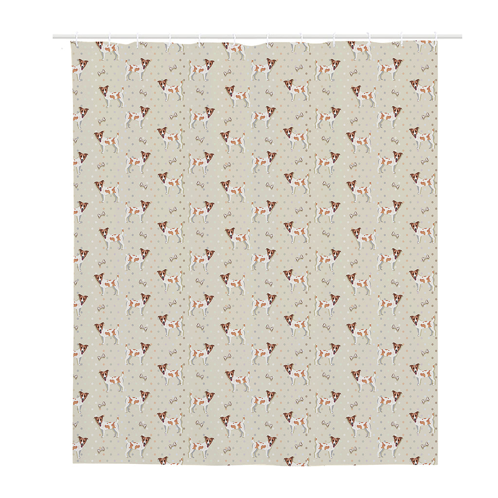 Polka Dot Jack Russell Terrier Print Polyester Shower Curtain
