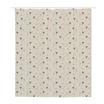Polka Dot Jack Russell Terrier Print Polyester Shower Curtain