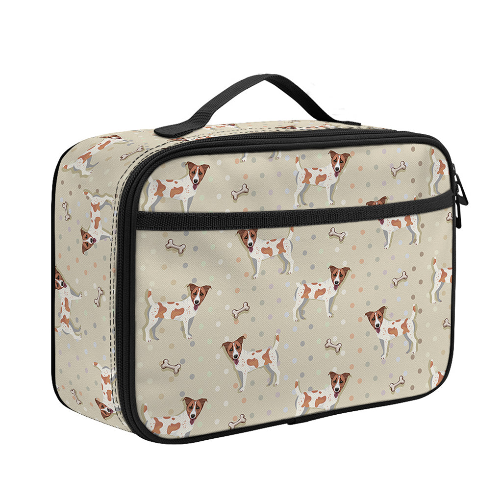 Polka Dot Jack Russell Terrier Print Portable Lunch Bag