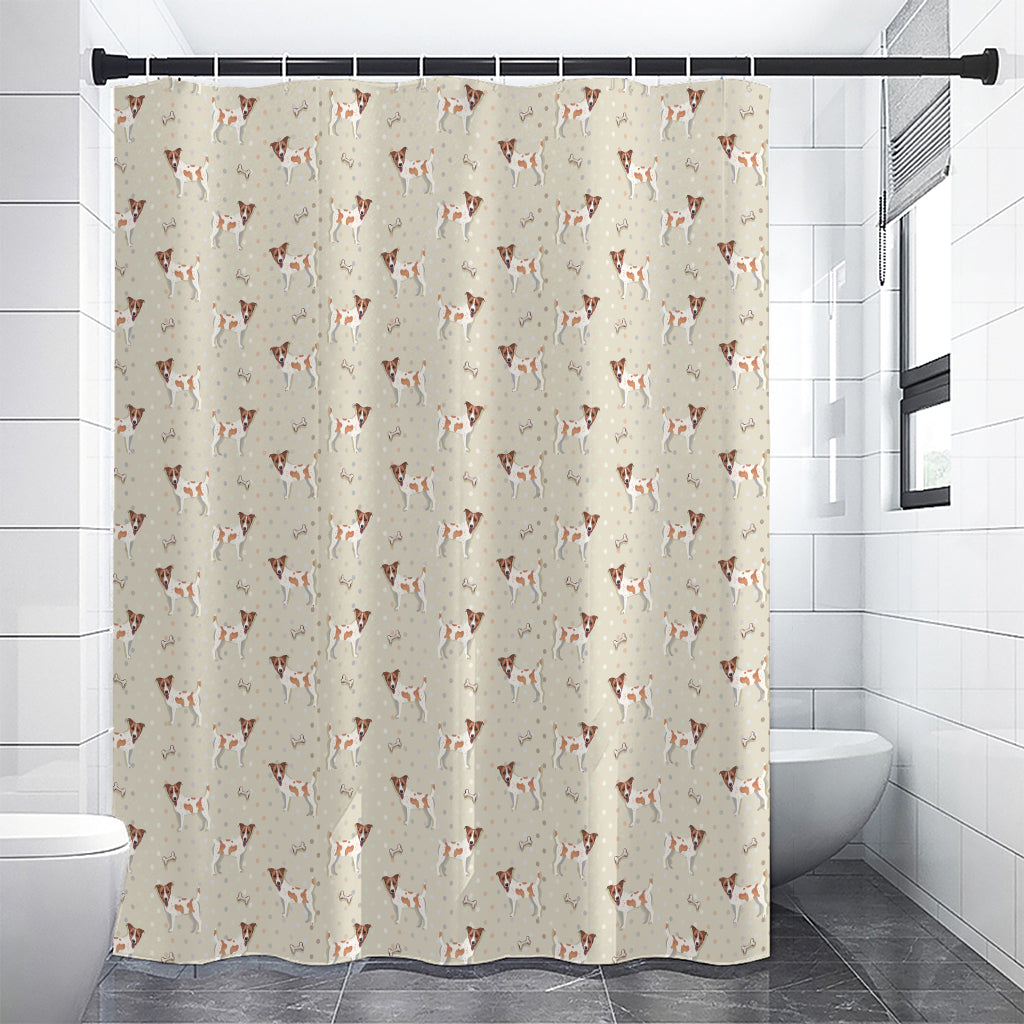 Polka Dot Jack Russell Terrier Print Premium Shower Curtain