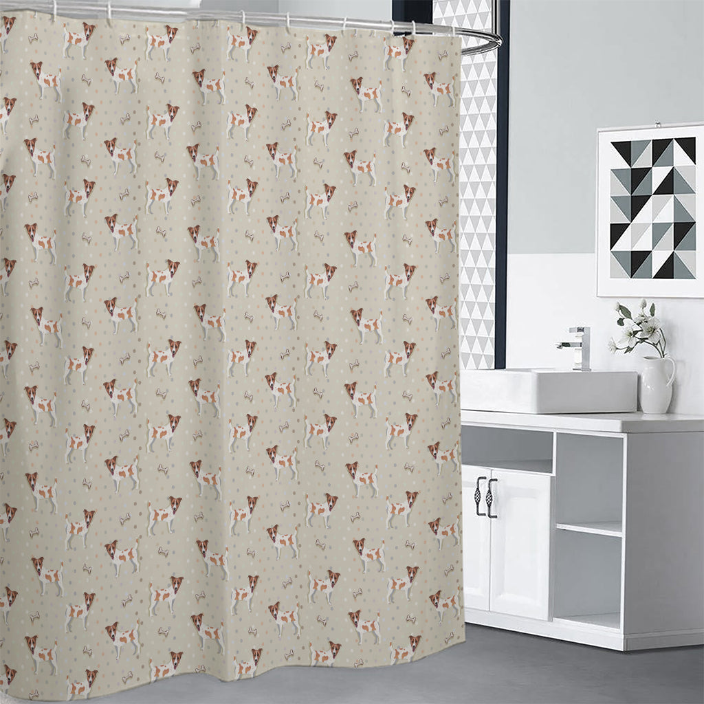 Polka Dot Jack Russell Terrier Print Premium Shower Curtain