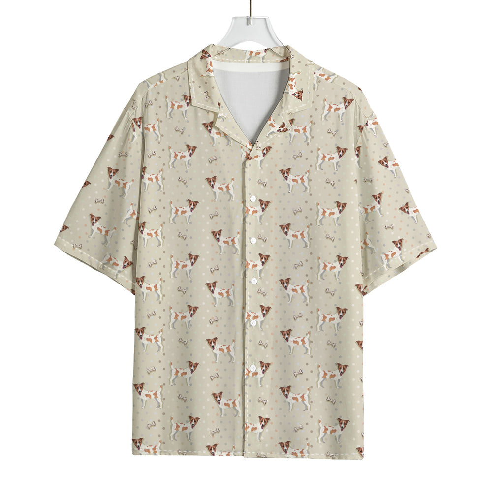 Polka Dot Jack Russell Terrier Print Rayon Hawaiian Shirt