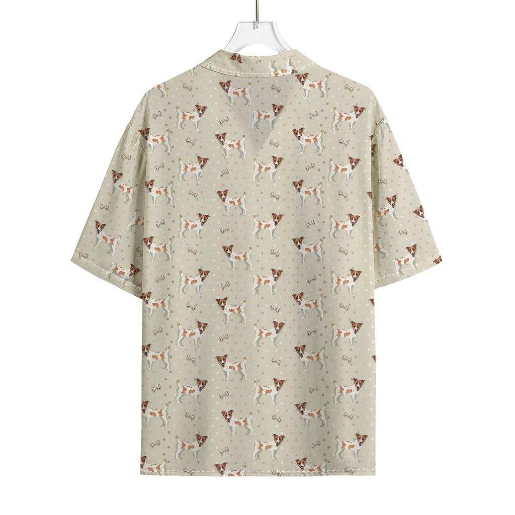 Polka Dot Jack Russell Terrier Print Rayon Hawaiian Shirt