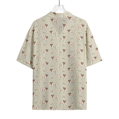 Polka Dot Jack Russell Terrier Print Rayon Hawaiian Shirt