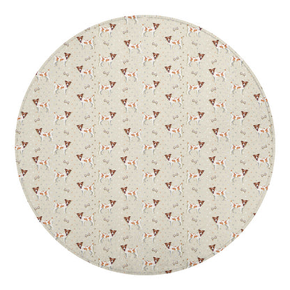 Polka Dot Jack Russell Terrier Print Round Blanket
