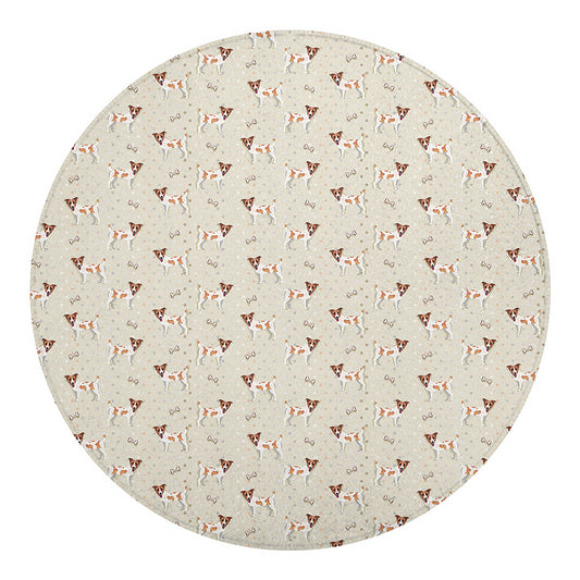 Polka Dot Jack Russell Terrier Print Round Blanket