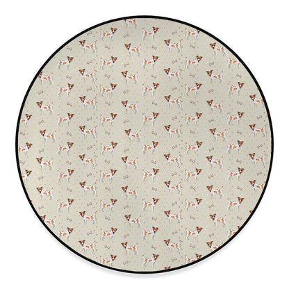 Polka Dot Jack Russell Terrier Print Round Floor Mat