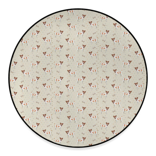 Polka Dot Jack Russell Terrier Print Round Floor Mat