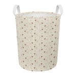 Polka Dot Jack Russell Terrier Print Round Laundry Basket