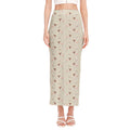 Polka Dot Jack Russell Terrier Print Side Slit Maxi Skirt