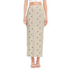 Polka Dot Jack Russell Terrier Print Side Slit Maxi Skirt