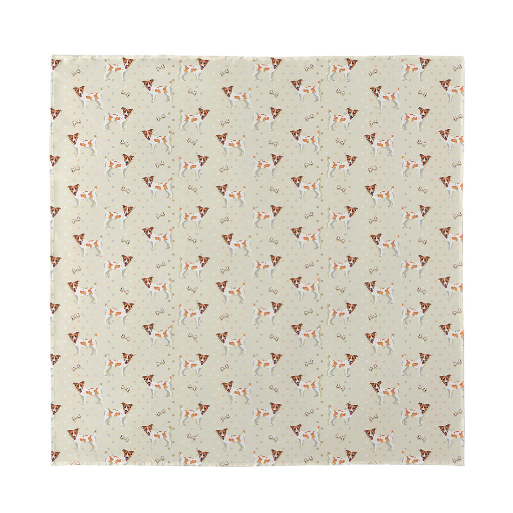 Polka Dot Jack Russell Terrier Print Silk Bandana