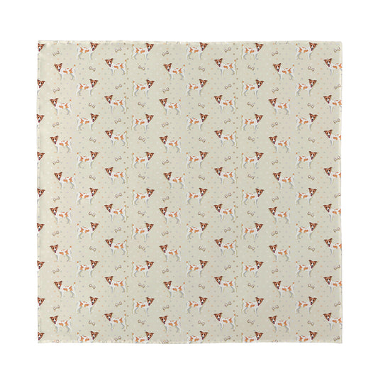 Polka Dot Jack Russell Terrier Print Silk Bandana