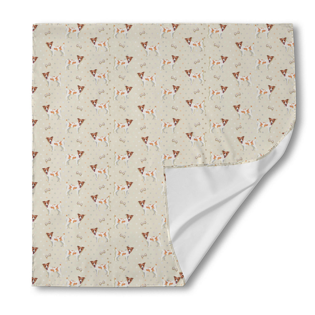 Polka Dot Jack Russell Terrier Print Silk Bandana