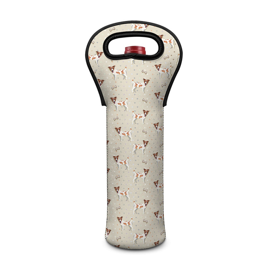 Polka Dot Jack Russell Terrier Print Single Neoprene Wine Tote