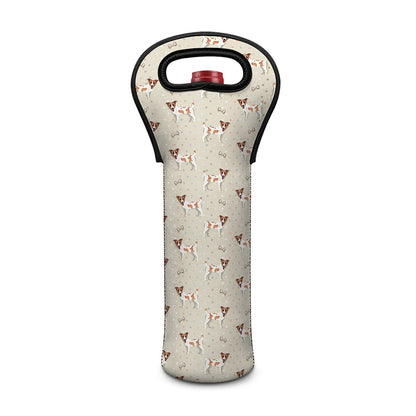 Polka Dot Jack Russell Terrier Print Single Neoprene Wine Tote