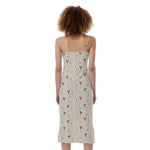 Polka Dot Jack Russell Terrier Print Slim Fit Midi Cami Dress