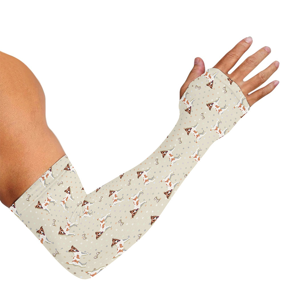 Polka Dot Jack Russell Terrier Print Sun Protection Arm Sleeves