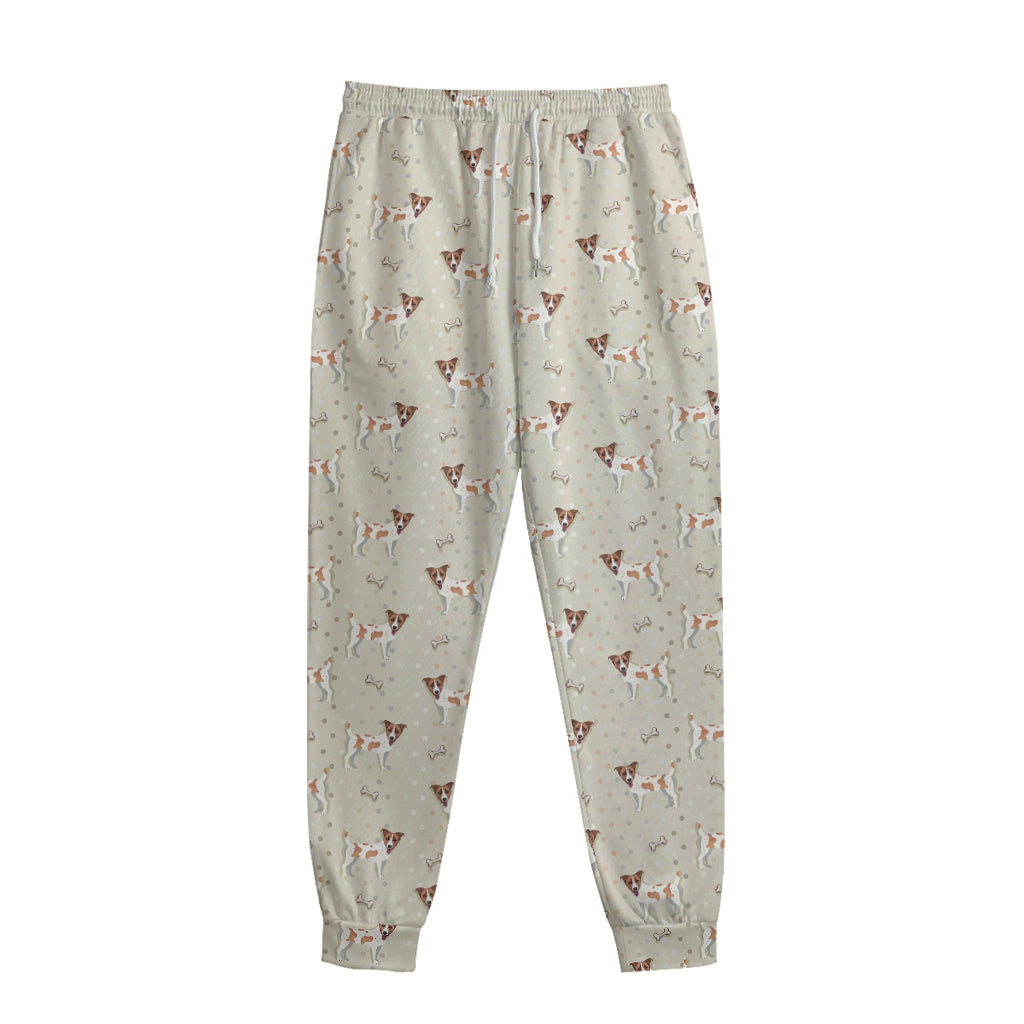 Polka Dot Jack Russell Terrier Print Sweatpants