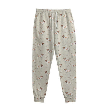 Polka Dot Jack Russell Terrier Print Sweatpants