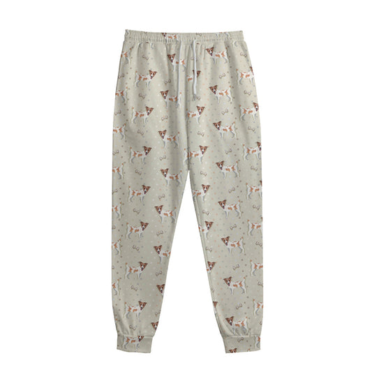Polka Dot Jack Russell Terrier Print Sweatpants