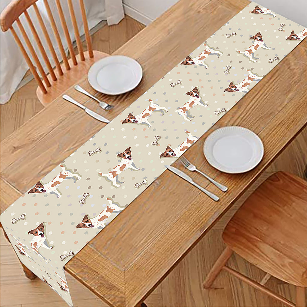 Polka Dot Jack Russell Terrier Print Table Runner