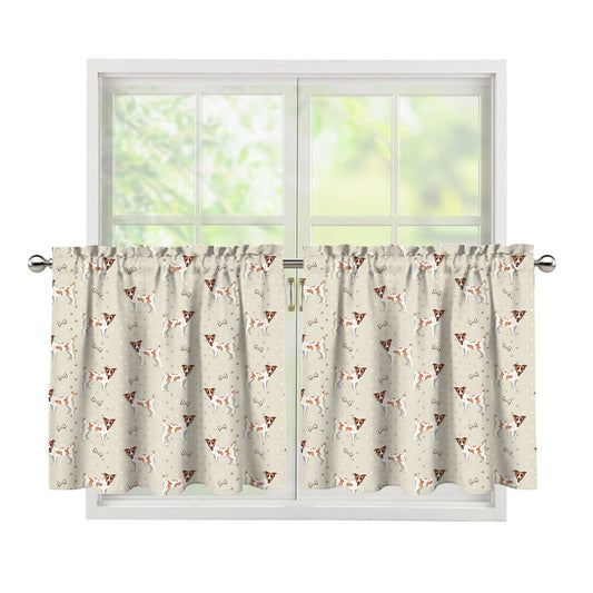 Polka Dot Jack Russell Terrier Print Tier Curtains