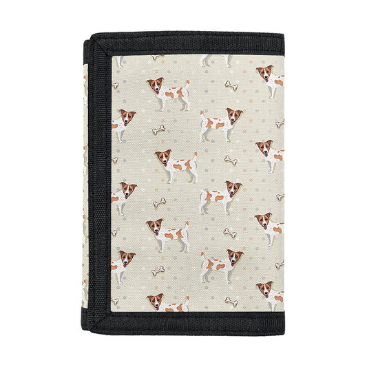 Polka Dot Jack Russell Terrier Print Trifold Wallet