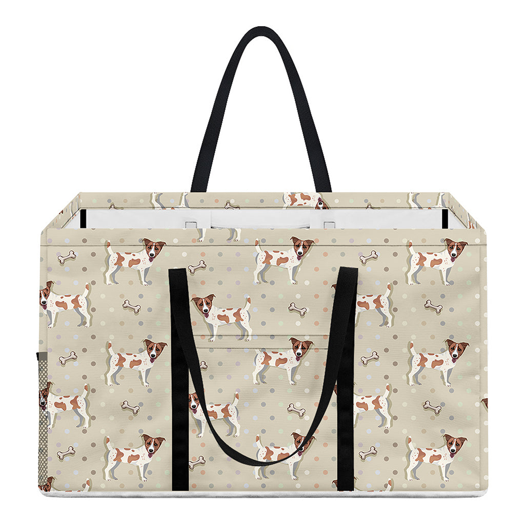 Polka Dot Jack Russell Terrier Print Utility Tote Bag