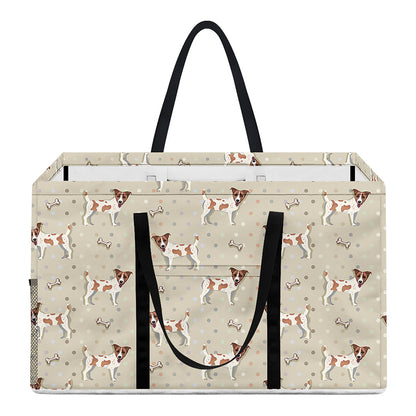 Polka Dot Jack Russell Terrier Print Utility Tote Bag