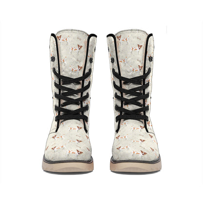Polka Dot Jack Russell Terrier Print Winter Boots