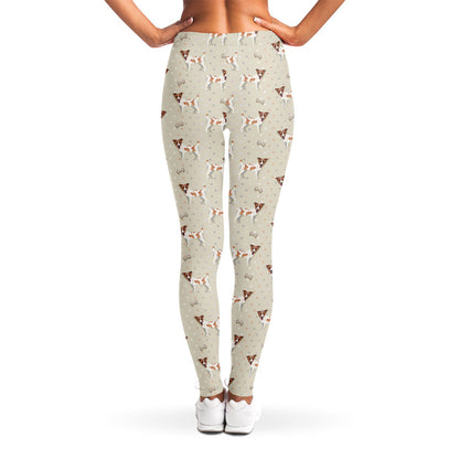 Polka Dot Jack Russell Terrier Print Women's Leggings
