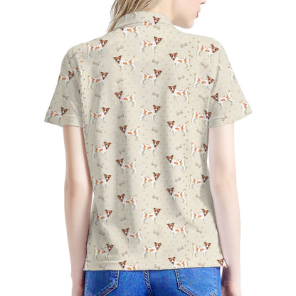 Polka Dot Jack Russell Terrier Print Women's Polo Shirt
