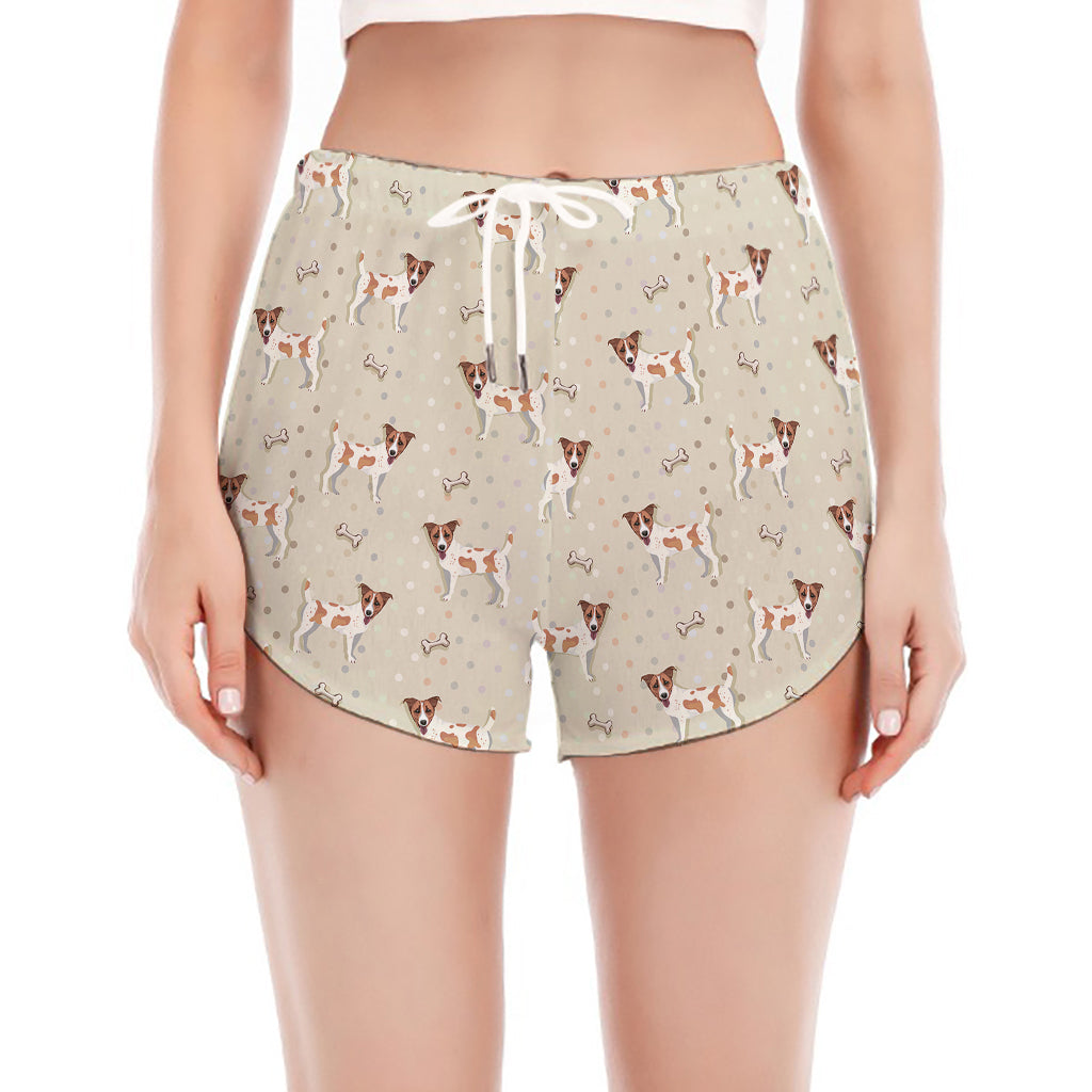 Polka Dot Jack Russell Terrier Print Women's Split Running Shorts