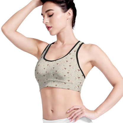 Polka Dot Jack Russell Terrier Print Women's Sports Bra