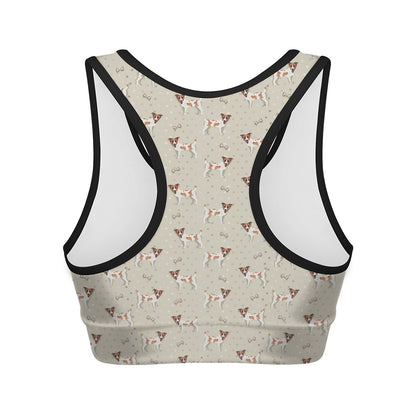Polka Dot Jack Russell Terrier Print Women's Sports Bra