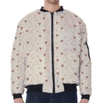 Polka Dot Jack Russell Terrier Print Zip Sleeve Bomber Jacket