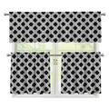 Polka Dot Knitted Pattern Print 3 Piece Kitchen Curtains