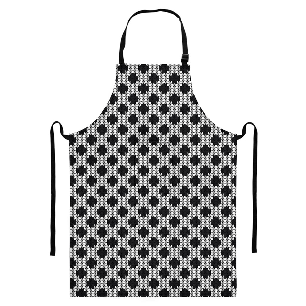 Polka Dot Knitted Pattern Print Bib Apron With Pocket