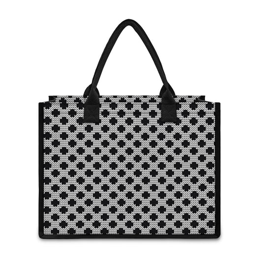 Polka Dot Knitted Pattern Print Canvas Tote Bag