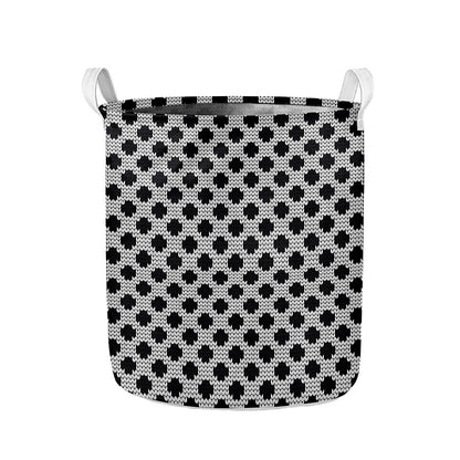 Polka Dot Knitted Pattern Print Collapsible Laundry Basket
