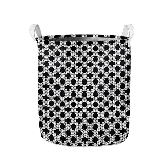 Polka Dot Knitted Pattern Print Collapsible Laundry Basket
