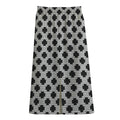 Polka Dot Knitted Pattern Print Cotton Front Slit Maxi Skirt