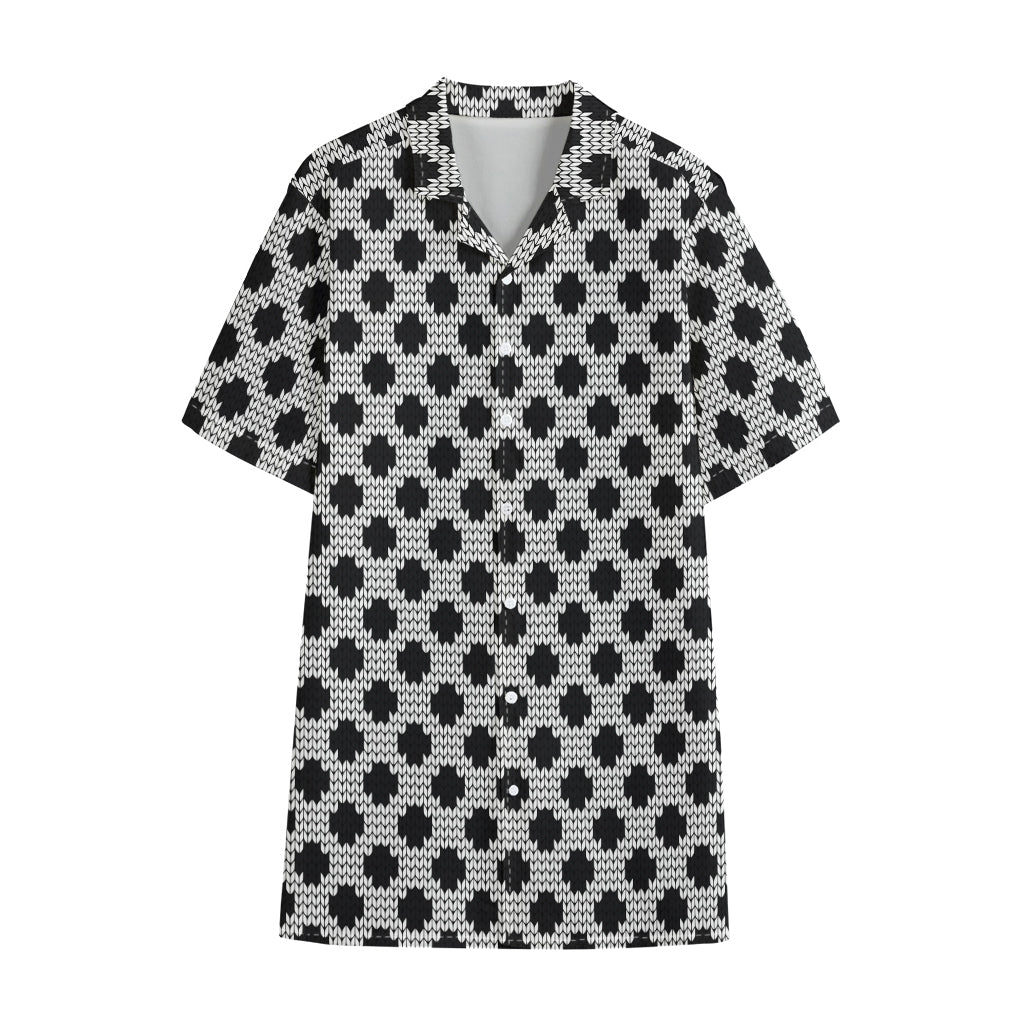 Polka Dot Knitted Pattern Print Cotton Hawaiian Shirt