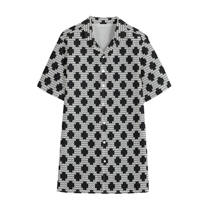 Polka Dot Knitted Pattern Print Cotton Hawaiian Shirt