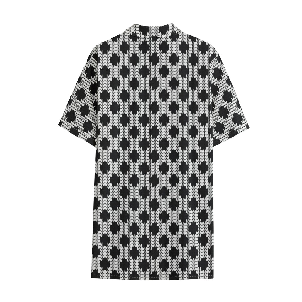 Polka Dot Knitted Pattern Print Cotton Hawaiian Shirt