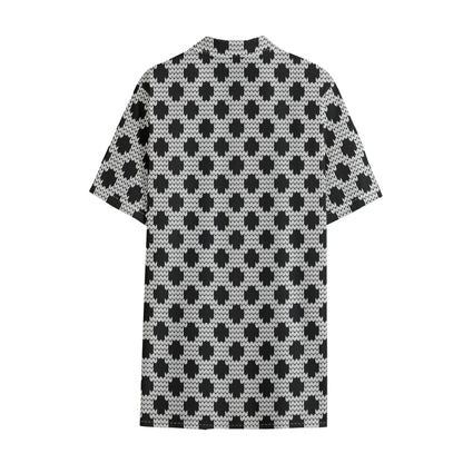 Polka Dot Knitted Pattern Print Cotton Hawaiian Shirt